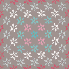 Seamless vector background with decorative snowflakes