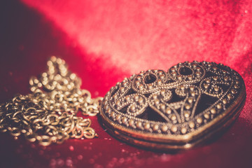 Heart Pendant on Silk Retro