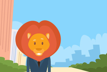 Lion Cartoon Businessman Suit Profile Icon Portrait Business Man