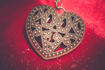 Heart Pendant on Silk Retro