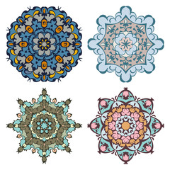 Set of four cold color mandalas