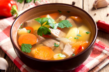 Meat and vegetables soup