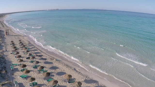 Flight over beautiful Es Trenc Beach - Aerial Flight