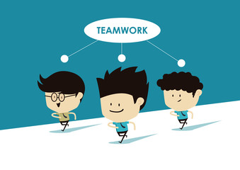 group of business man run with teamwork for success
