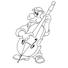 Musician funny bear plays double bass