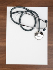 Blank paper with  stethoscope