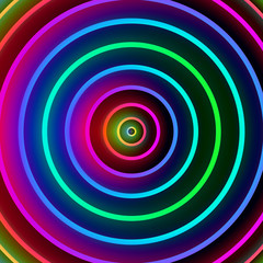 Neon glowing effect colour light circles illustration.