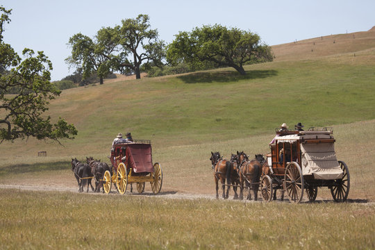 Santa Ynez Valley Historical Museum and Carriage House hosts "Spirit of the West,"" a symposium on Wells Fargo stagecoaches and horse-drawn vehicles of the West, Santa Ynez, Santa Barbara County, California.