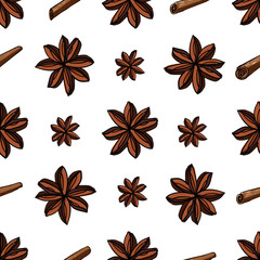 Seamless pattern of star anise
