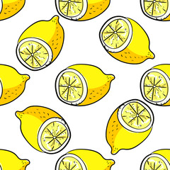 Lemon vector seamless pattern.