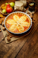 Beautiful fresh organic pear tart