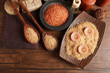 Beautiful spa composition on table close up