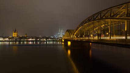 Cathedral in Cologne and the river Rhine, Germany a World Heritage Site