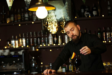 Bartender making cocktail