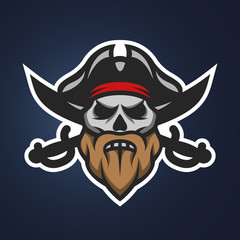 Pirate captain skull and swords.