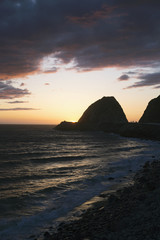 Fototapeta na wymiar Sunset at Point Mugu, Pacific Ocean, Malibu, Los Angeles, California, USA, 04.04.2014