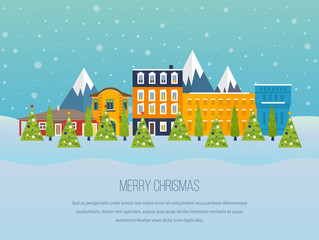 Fototapeta premium Merry Christmas greeting card design. Paris winter. 