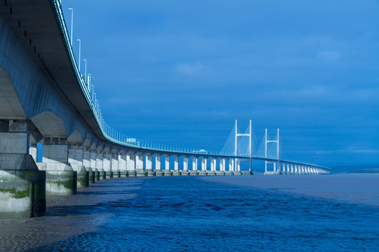 Fototapeta Second Severn Crossing, bridge over Bristol Channel between Engl