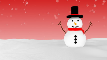 Snowman in winter - red variant