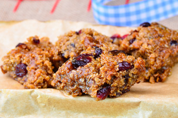 Home made cranberry flapjack