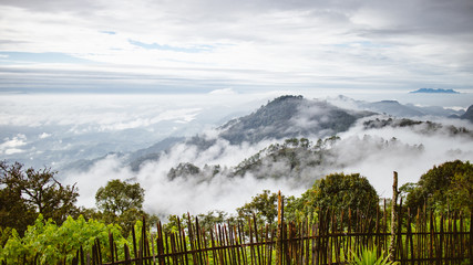 mountain with misty fog in thailand