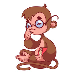 Monkey in glasses with book