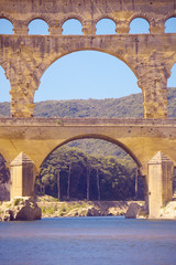 Close up of River Gard and the Pont du Gard, Nimes, France