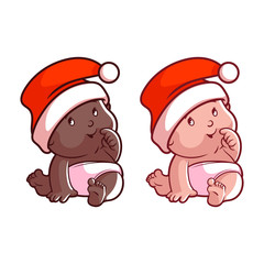 Cute baby in christmas hat