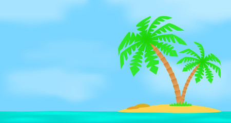 An island with a palm tree.