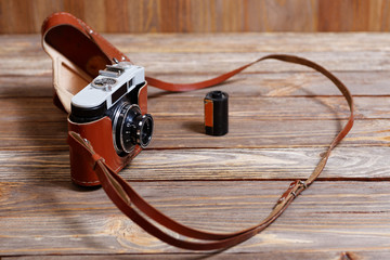 Old vintage retro film photo camera