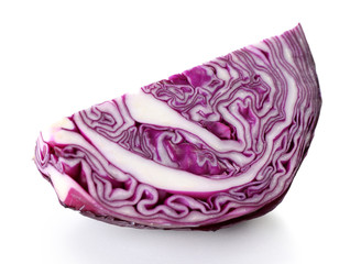 Cut red cabbage isolated on white