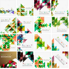 Set of triangle geometric abstract backgrounds. Universal business or technology templates