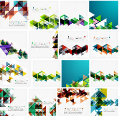 Fototapeta premium Set of triangle geometric abstract backgrounds. Universal business or technology templates