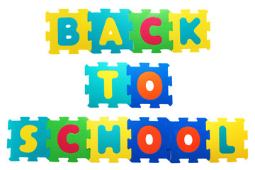 Back to school conception made with rubber toys isolated on whit