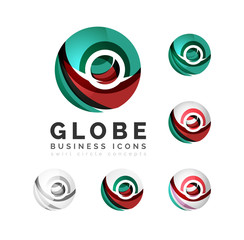 Set of globe sphere or circle logo business icons