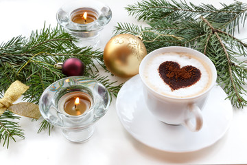 Obraz na płótnie Canvas Christmas coffee with heart.