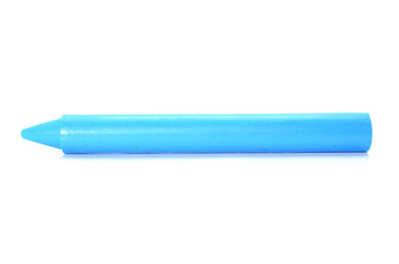 Blue crayon on white background.
