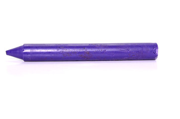 Purple crayon on white background.