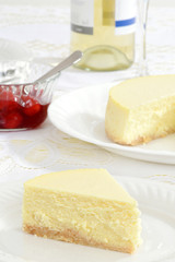 Closeup plain cheesecake