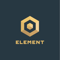 Logo element volume and flat polygon style vector icon of high-quality beautiful yellow sign