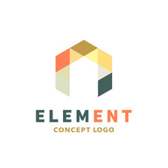 Logo element volume and flat polygon style vector icon of high-quality beautiful yellow sign