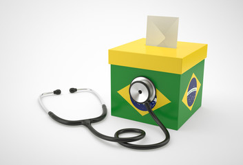Ballot box and stetescope for Brazil.