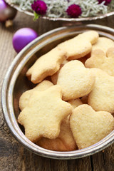 Christmas cookies in star and heart shape