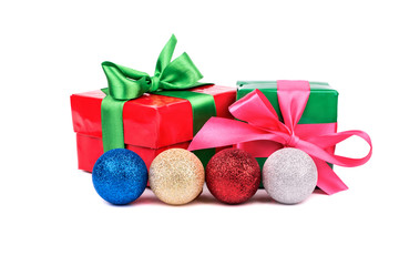 Christmas balls and gifts