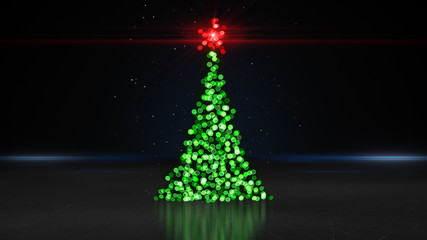 defocused christmas tree bokeh lights