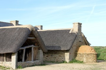Fototapeta na wymiar chaumières bretonnes, hameau de Ménéham,kerlouan,bretagne,finistère