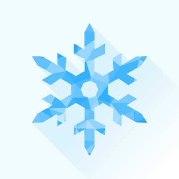 polygonal one large snowflake blue ice on a light background