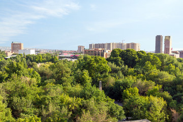 Fototapeta premium Summer park in the city center. The city Yerevan has a population of 1 million people
