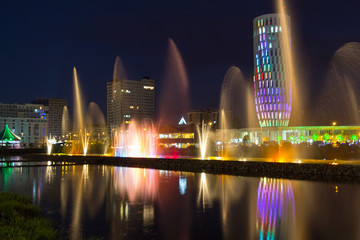 Naklejka premium Light and music fountain. Capital of Adjara - Batumi at night