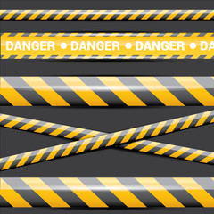 Yellow security warning tapes set Caution